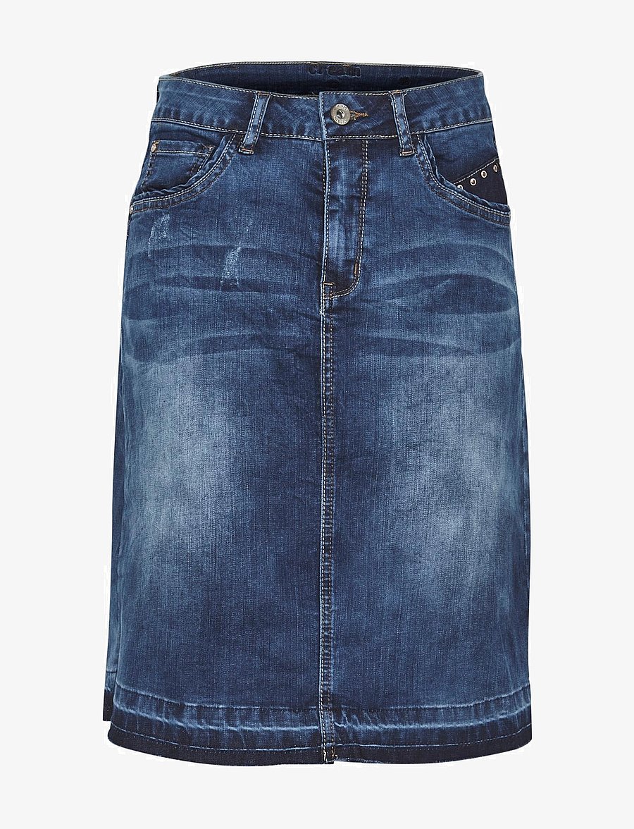 Cream - Patched denim Skirt - jeansröcke - rich blue denim - 1