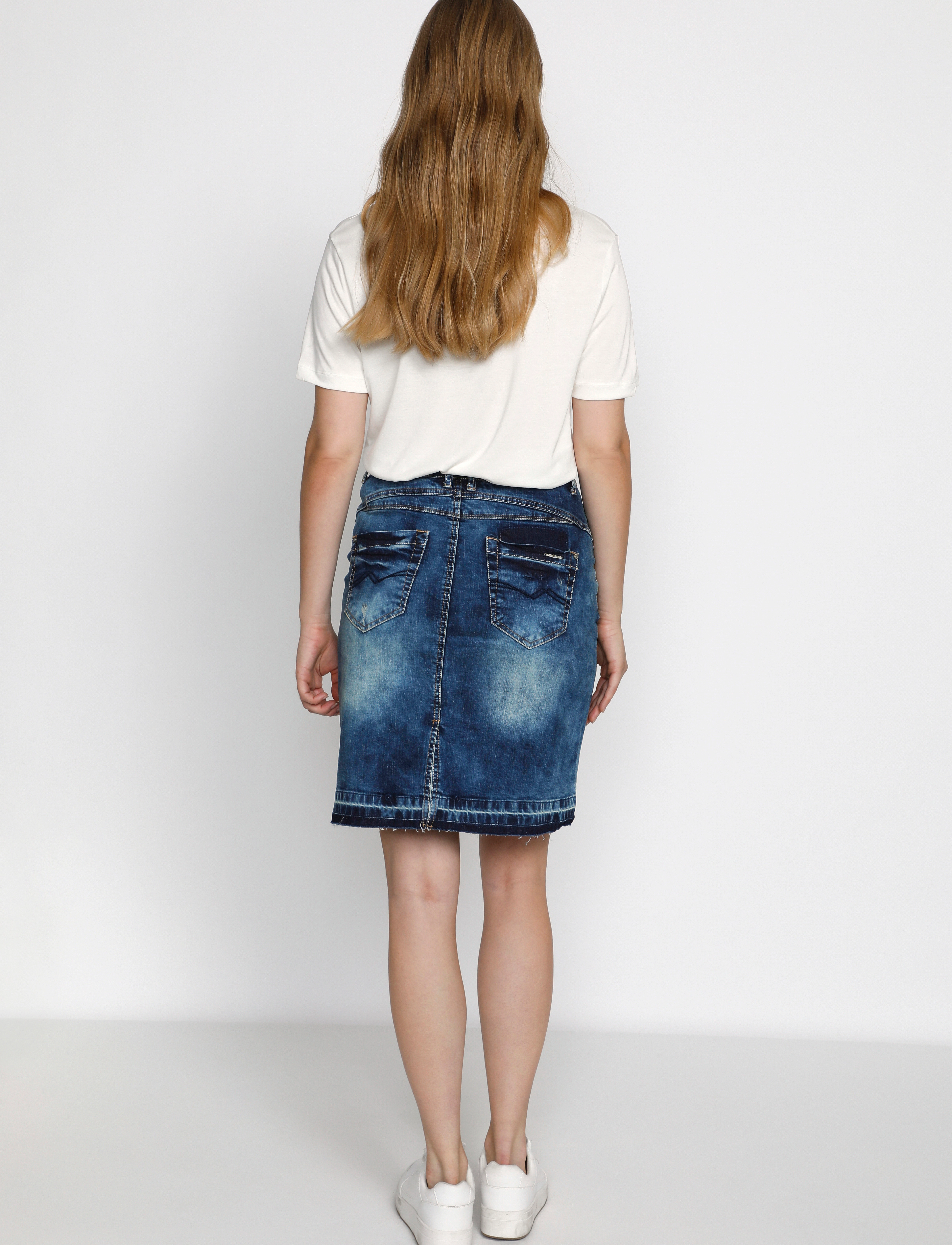 Cream - Patched denim Skirt - jeansröcke - rich blue denim - 4