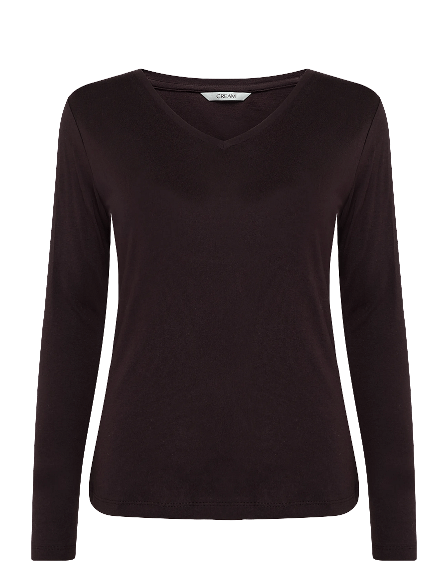Cream - Naia long sleeve T-shirt - langärmlige tops - chocolate plum - 0
