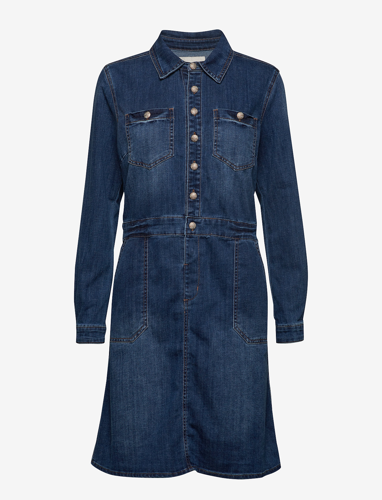 Cream - Spica Denim Dress - denim melange - 0