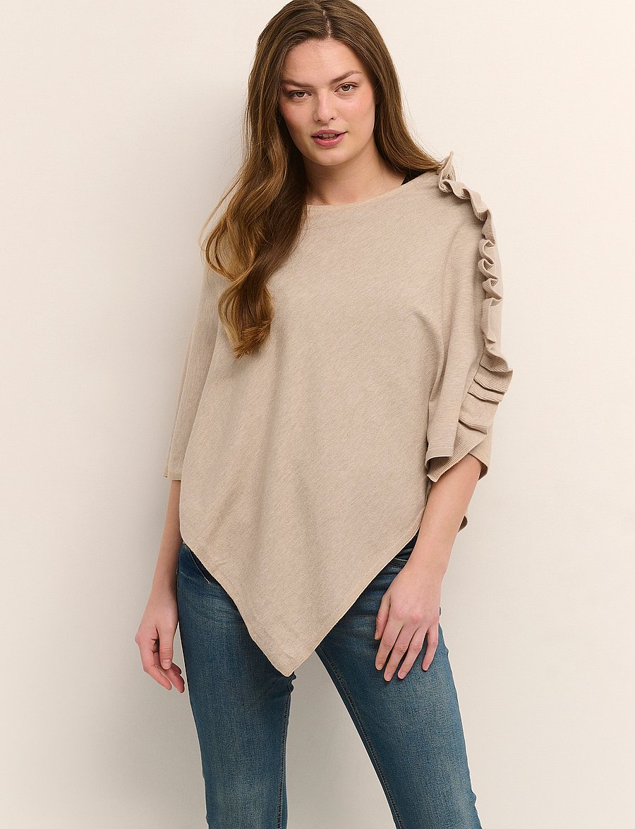Cream - OdetteCR Poncho - ponchos & capes - oat melange - 0