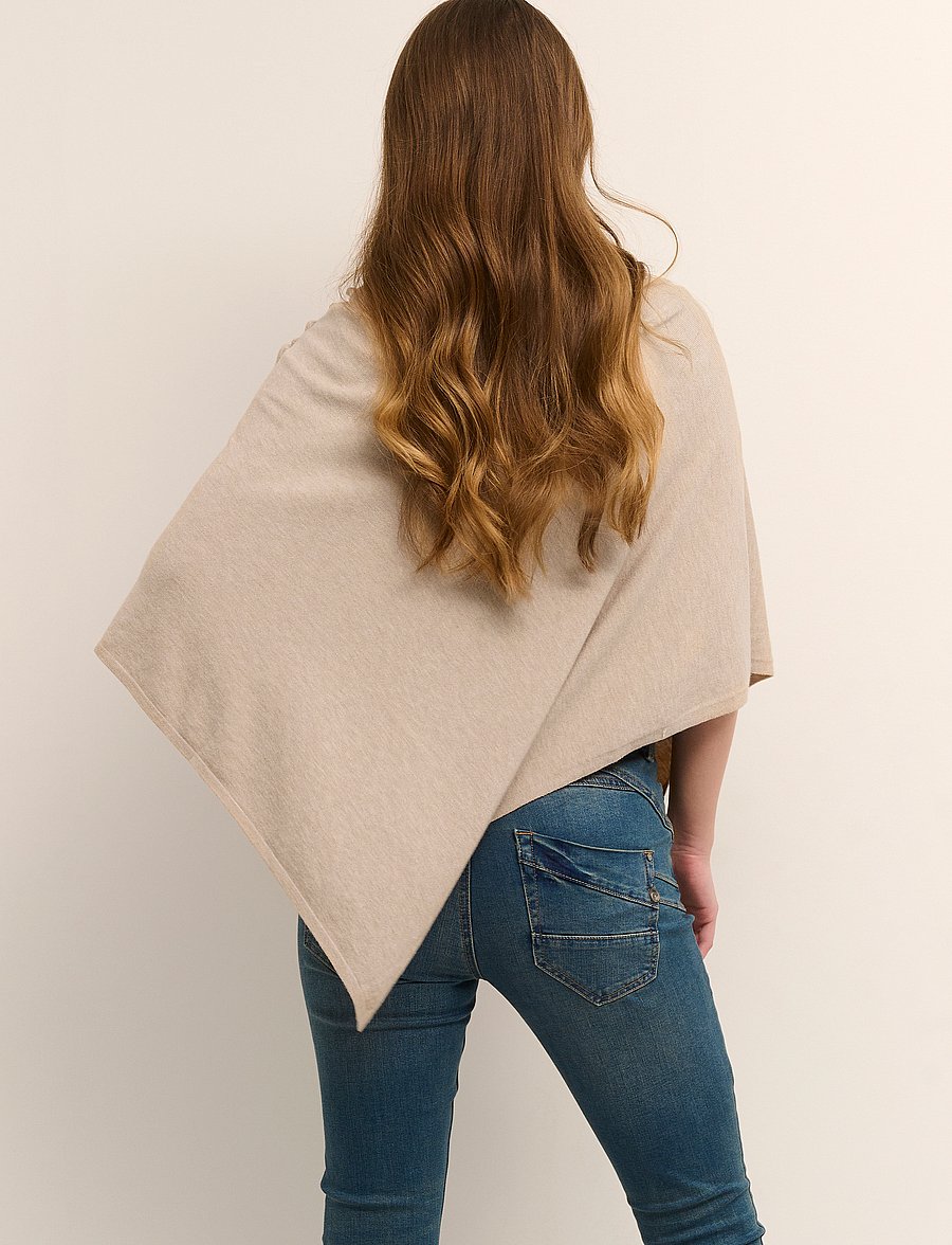Cream - OdetteCR Poncho - ponchos & capes - oat melange - 4