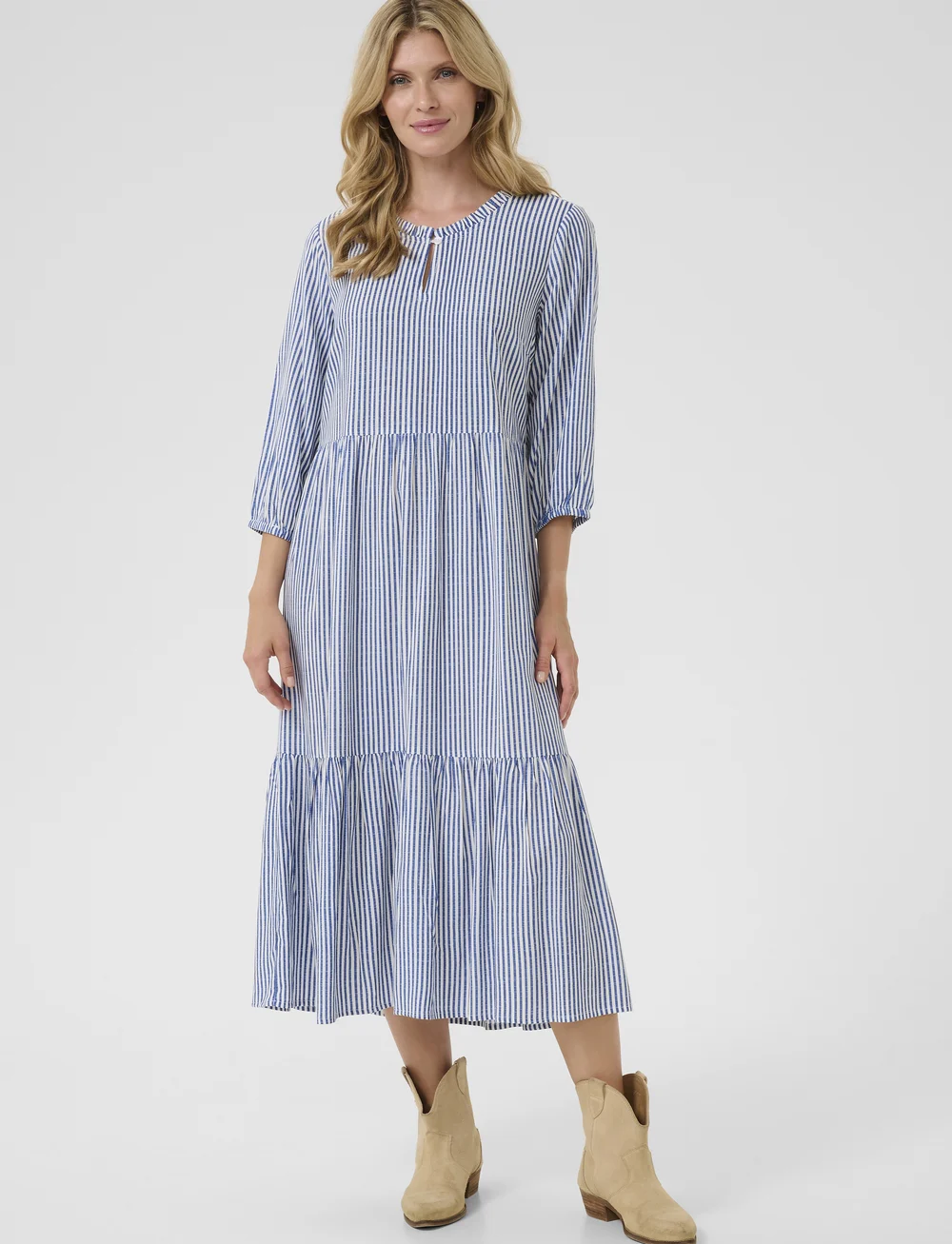 Cream - CRTiah Flounce Dress - sommarklänningar - blue milkboy - 0