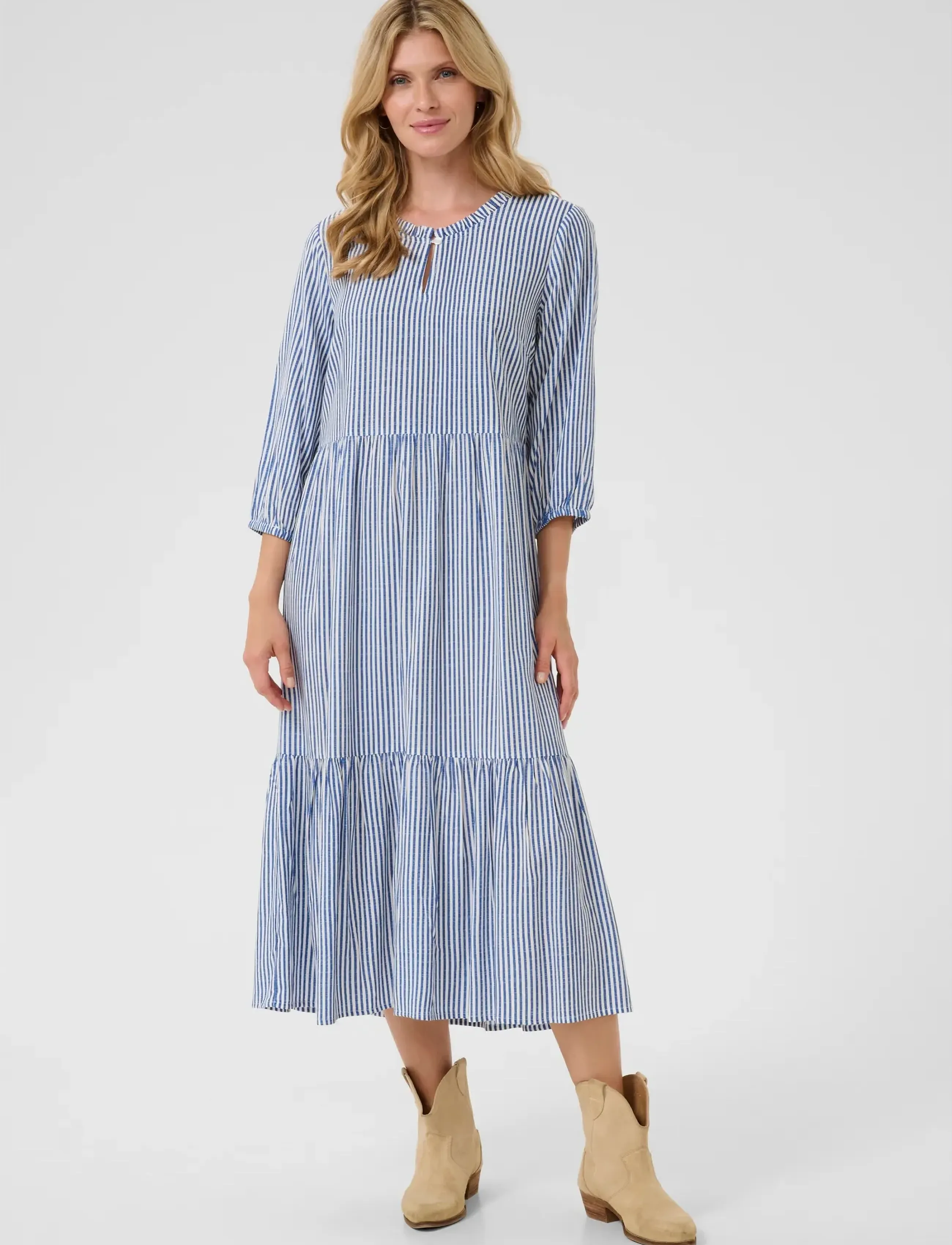 Cream - CRTiah Flounce Dress - suvekleidid - blue milkboy - 0