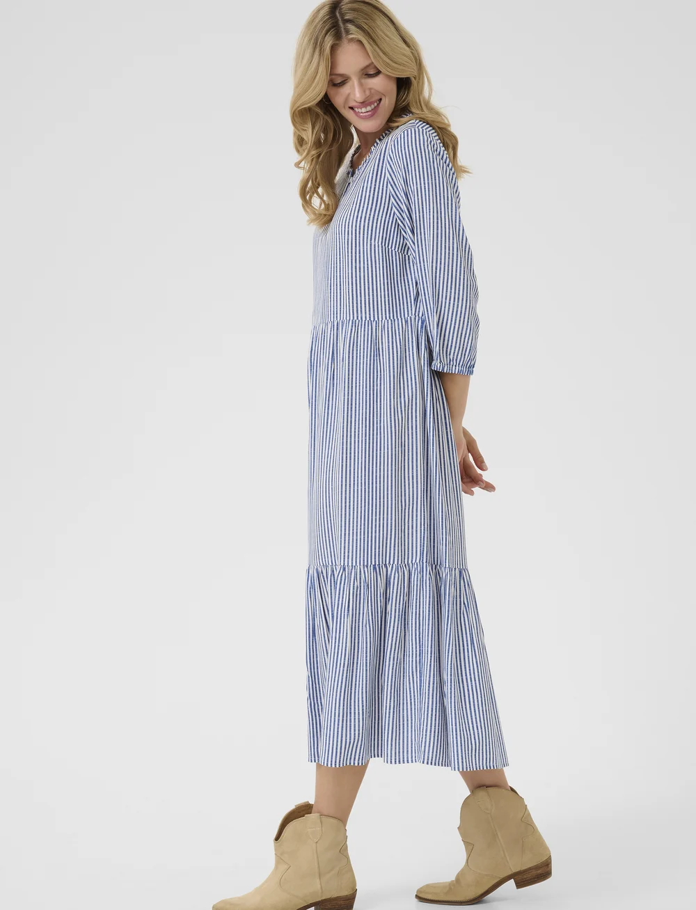 Cream - CRTiah Flounce Dress - sommarklänningar - blue milkboy - 3