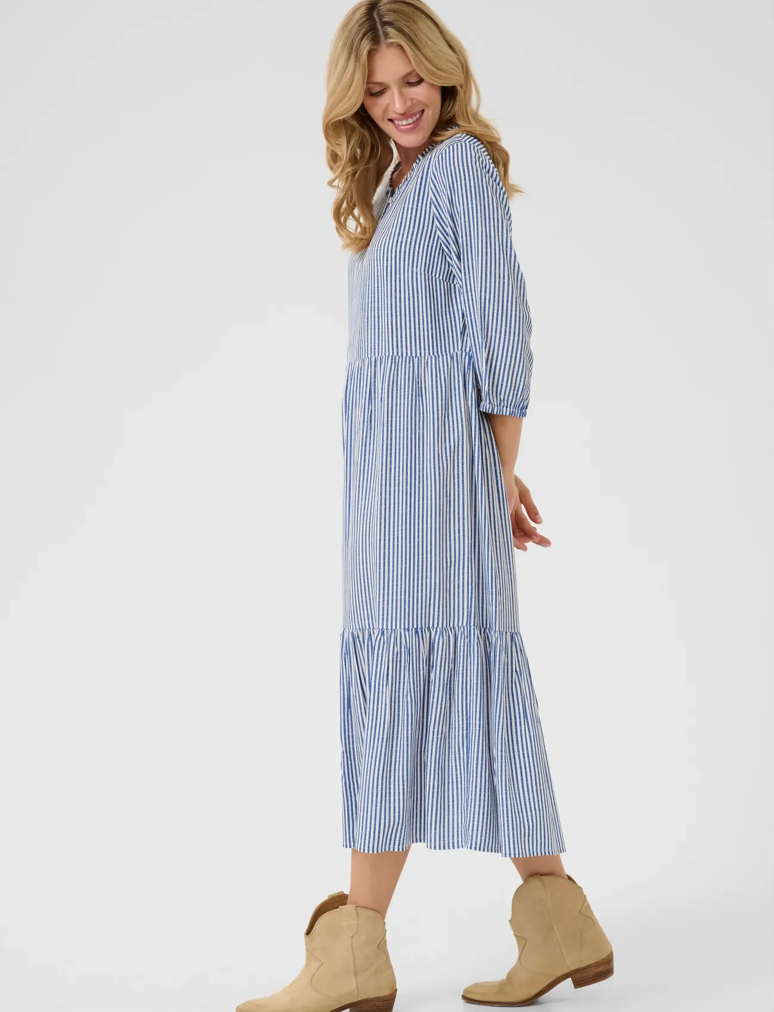 Cream - CRTiah Flounce Dress - suvekleidid - blue milkboy - 3