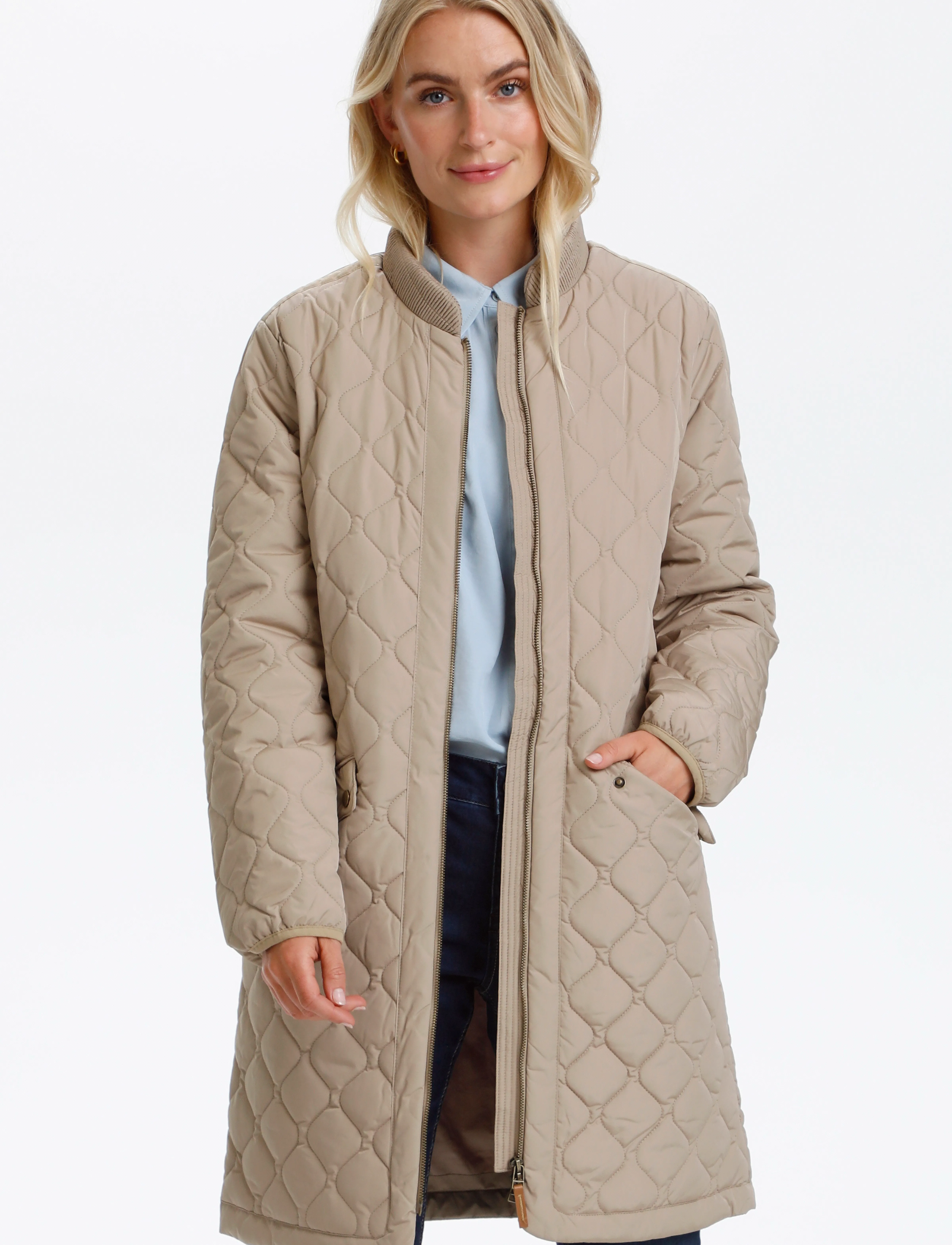 Cream Arwencr Jacket, Kvinder, Lang Quiltet Jakke, Sølv, Str: 36