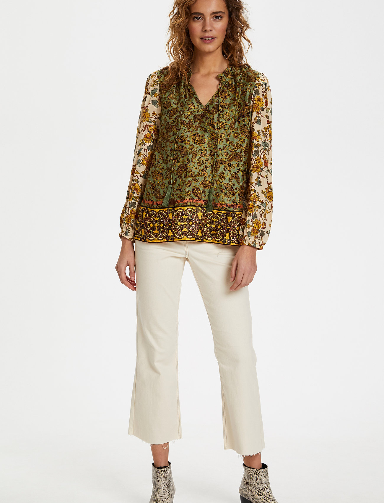 Cream - EmmelieCR Blouse - pikkade varrukatega pluusid - paisley flower mix - 3