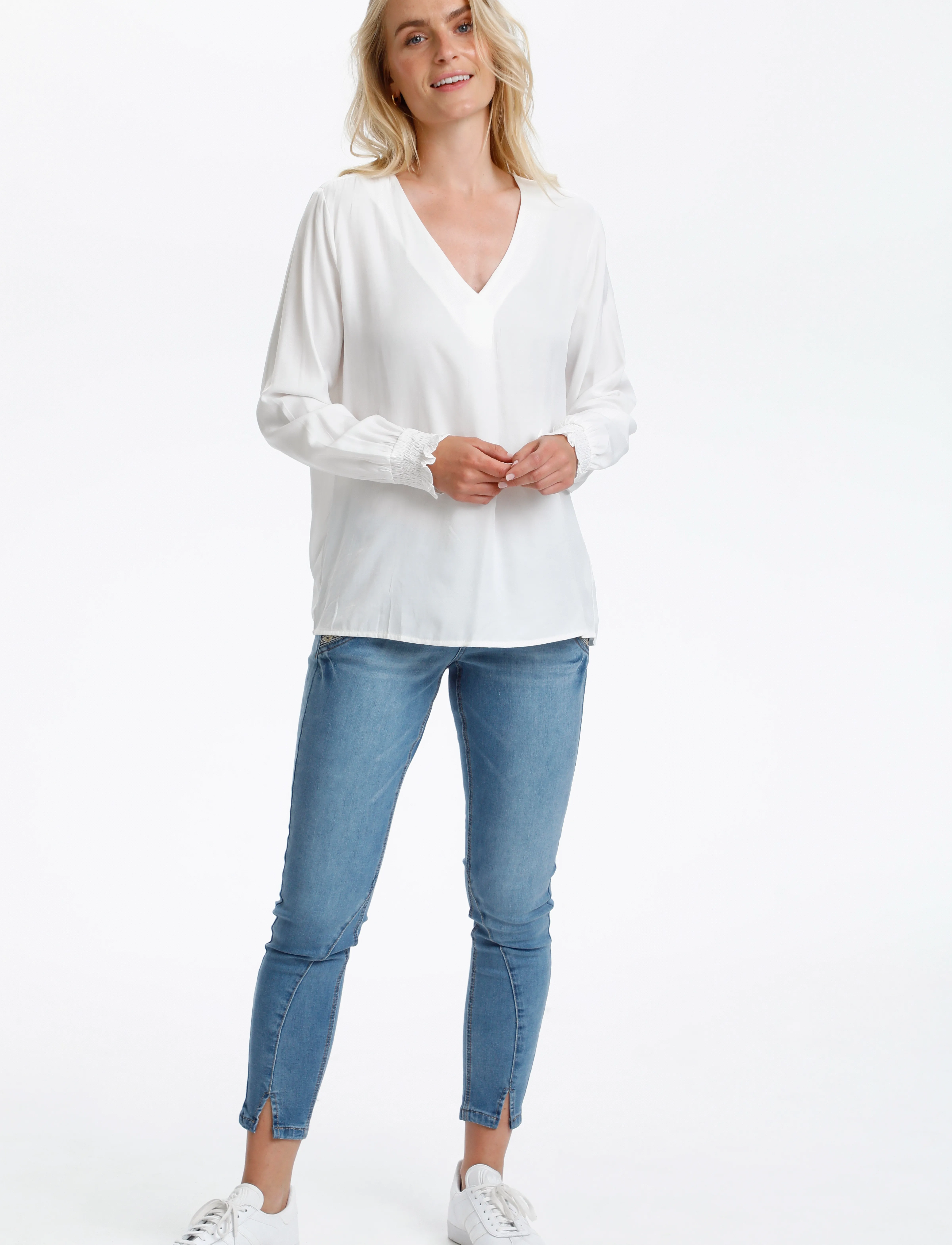 Cream - FengCR Blouse - blūzes ar garām piedurknēm - snow white - 3