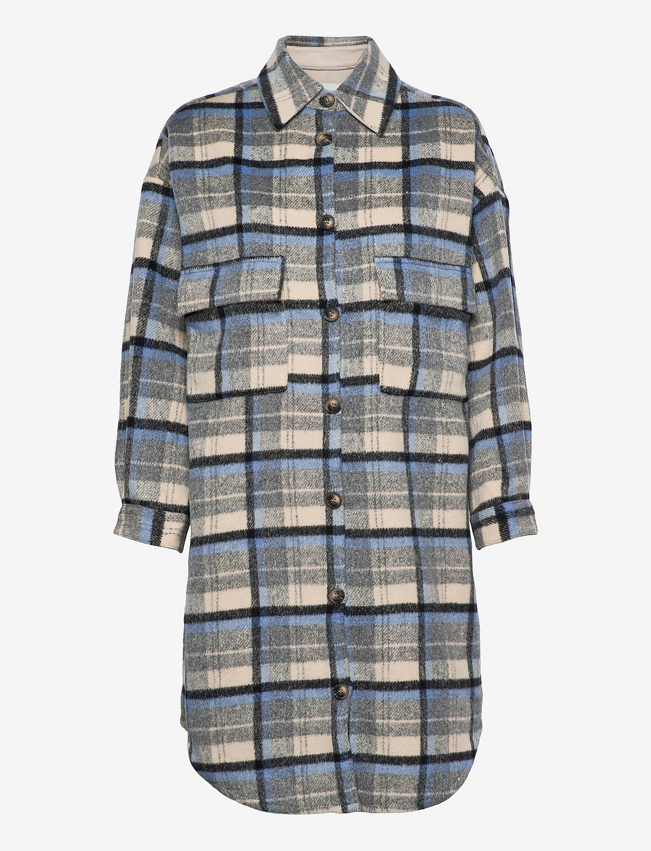 Cream - Tara CR OZ Shirt Jacket - silver lake blue check - 1