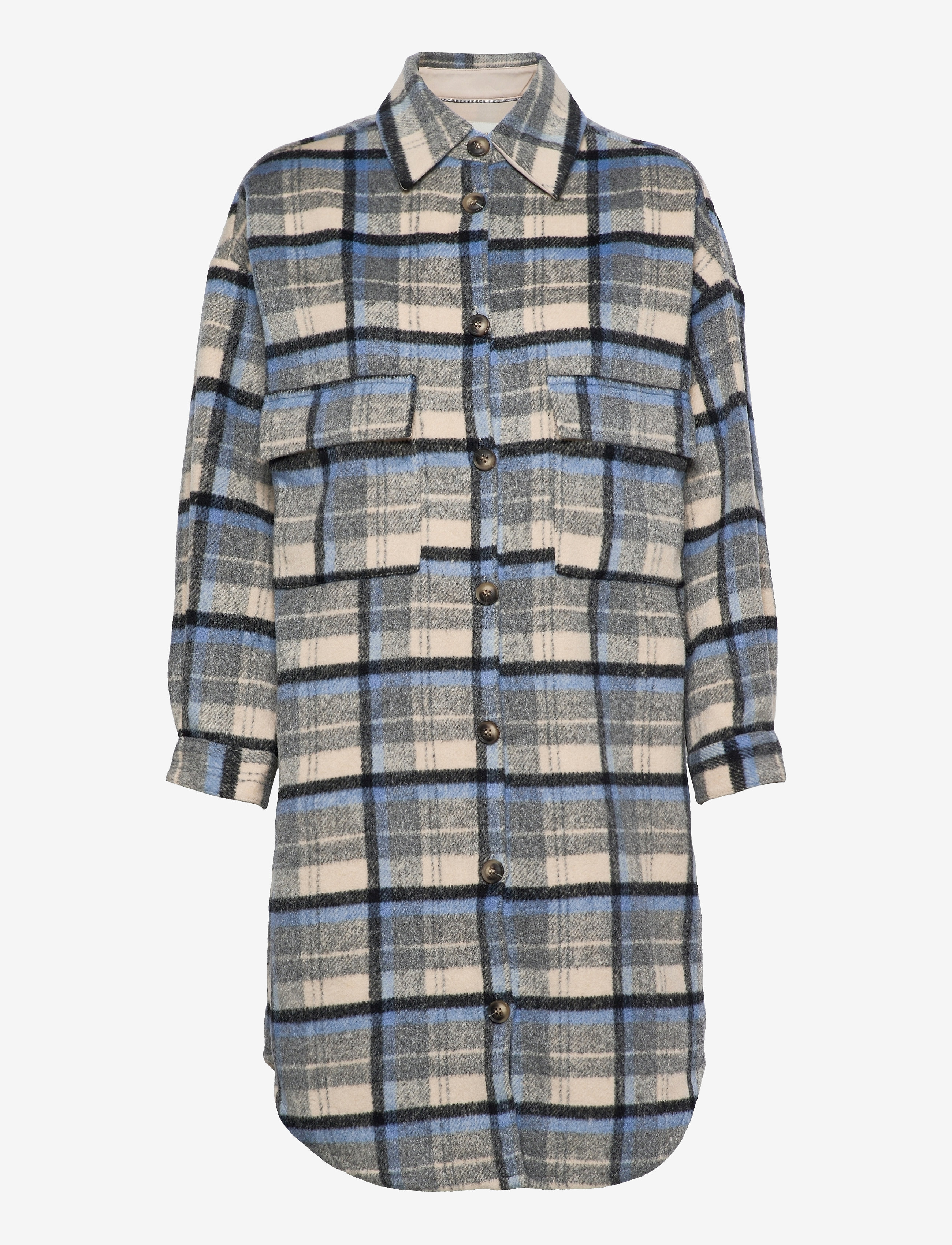 Cream Tara CR OZ Shirt Jacket - Cream - SILVER LAKE BLUE CHECK / blue