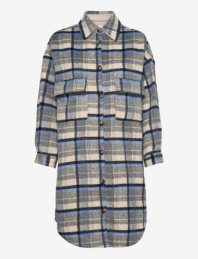 Cream - Tara CR OZ Shirt Jacket - silver lake blue check - 1