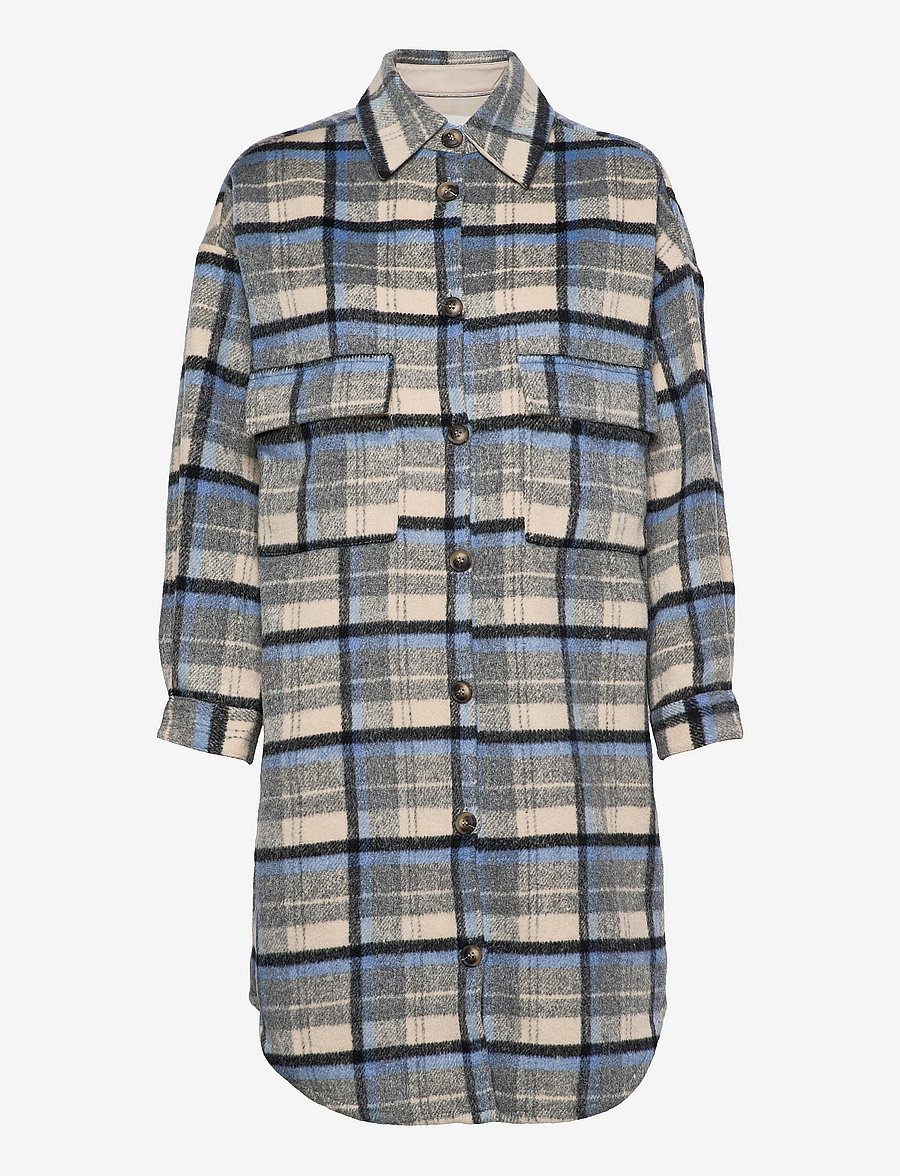 Cream - Tara CR OZ Shirt Jacket - silver lake blue check - 1