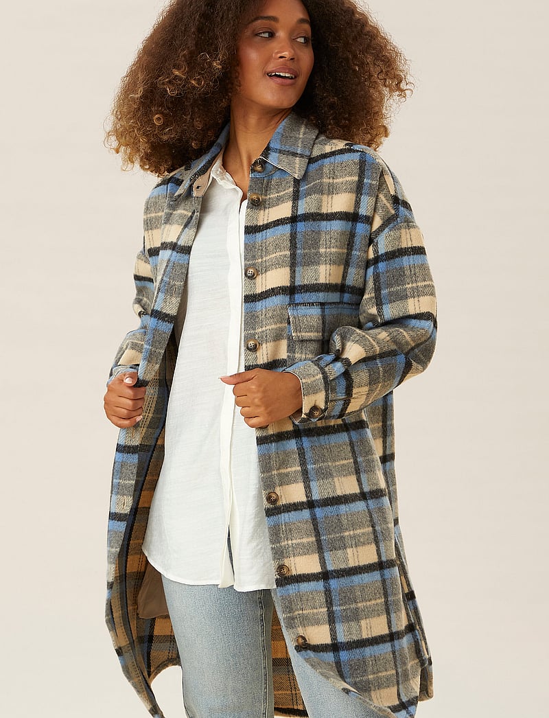 Cream - Tara CR OZ Shirt Jacket - silver lake blue check - 0