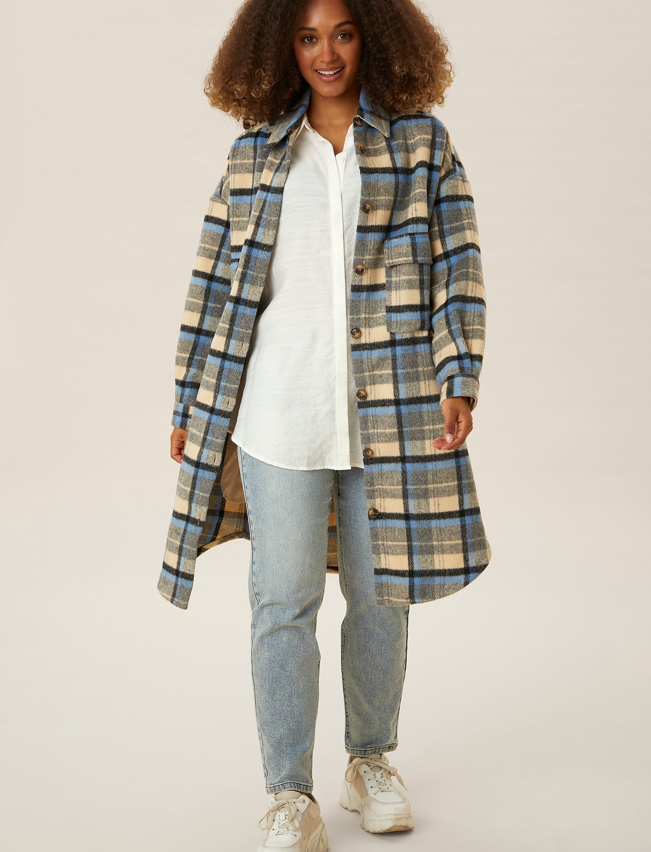 Cream - Tara CR OZ Shirt Jacket - overtøj - silver lake blue check - 3