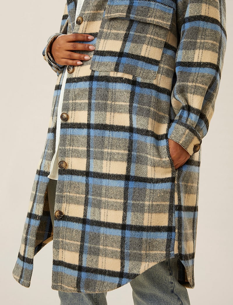 Cream - Tara CR OZ Shirt Jacket - silver lake blue check - 5
