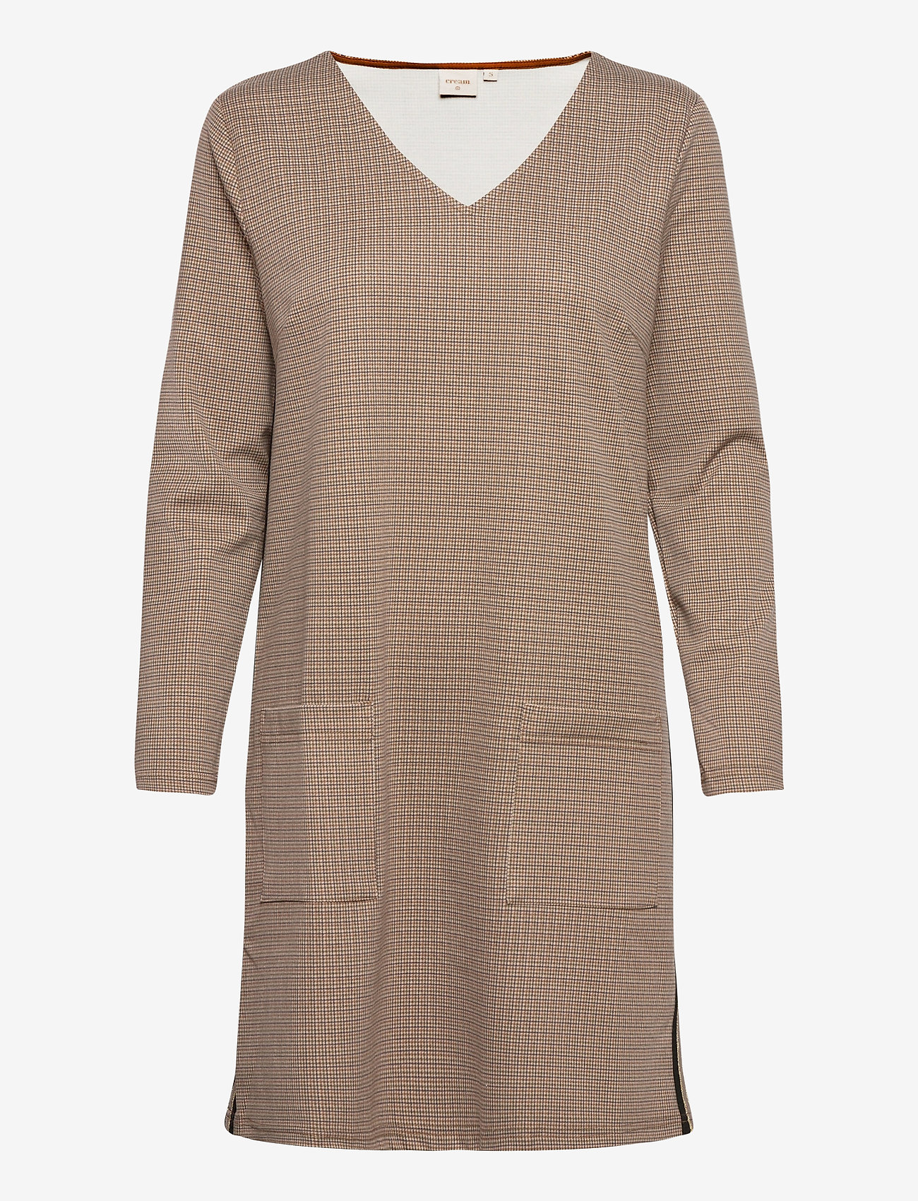 Cream - AnettCR Dress - kurze kleider - taupe gray check - 0