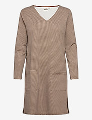Cream - AnettCR Dress - kurze kleider - taupe gray check - 0