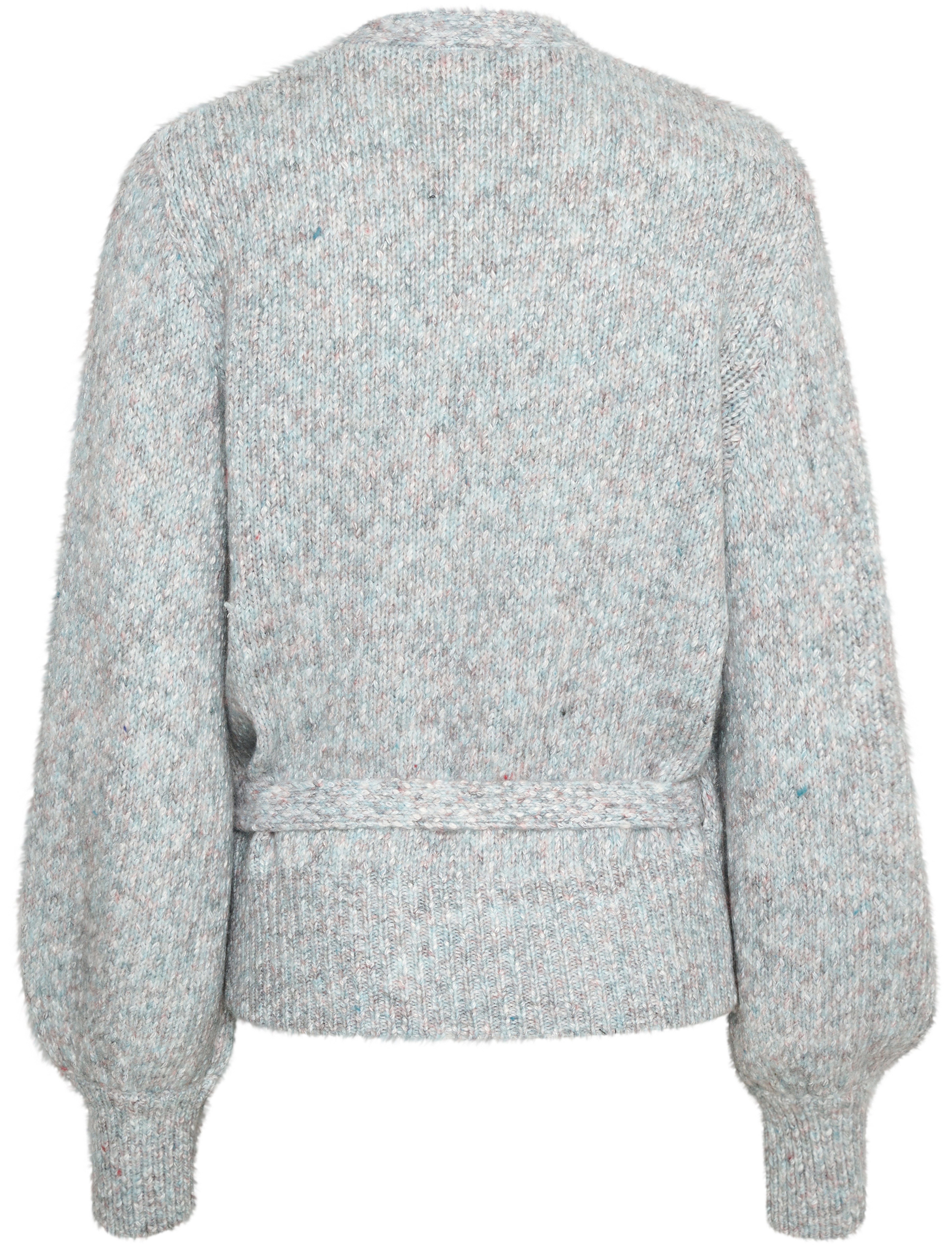 Cream - KiaraCR Knit Wrap Blouse - tile blue melange - 2