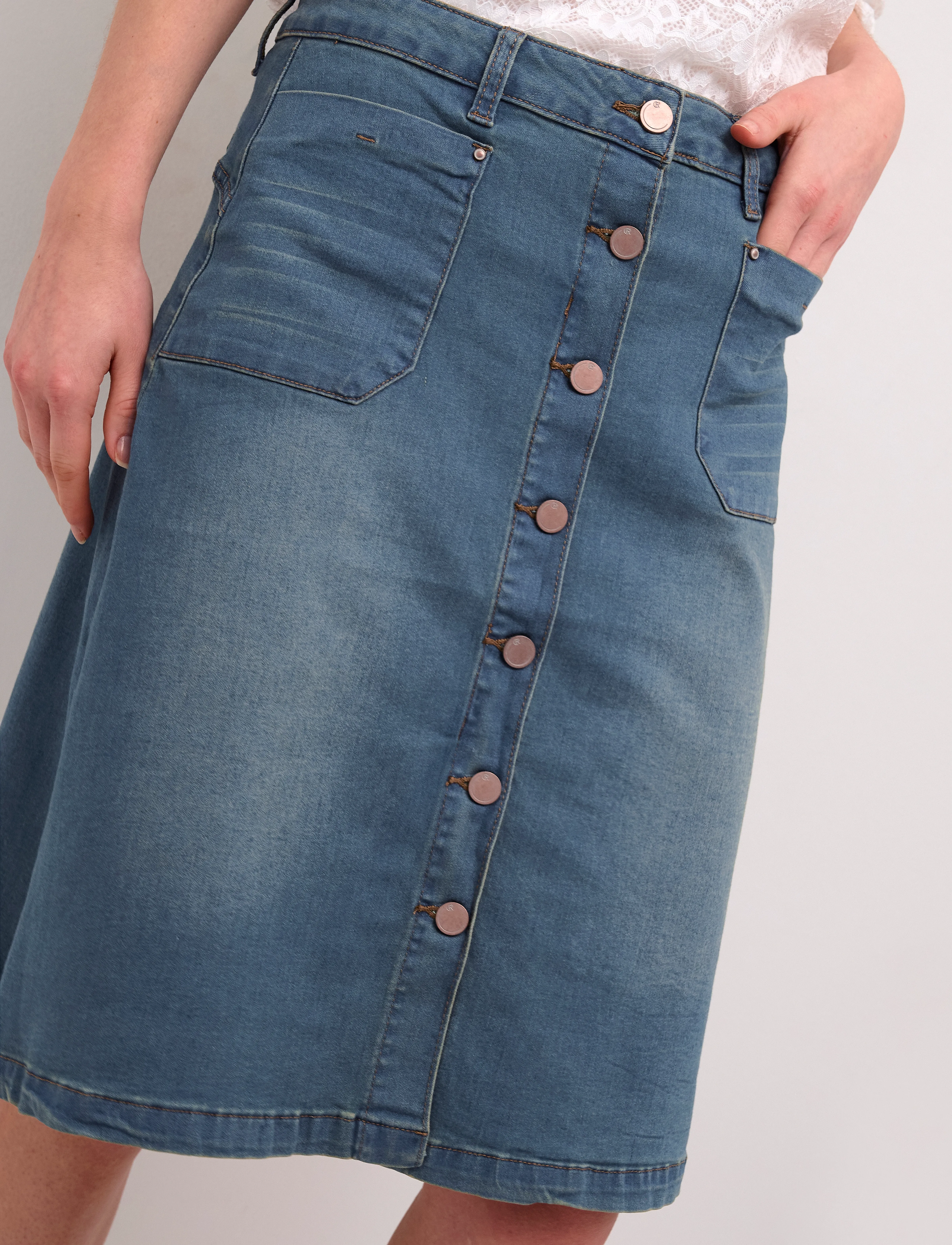 Cream - CRLone Skirt - midi nederdele - light blue denim - 5