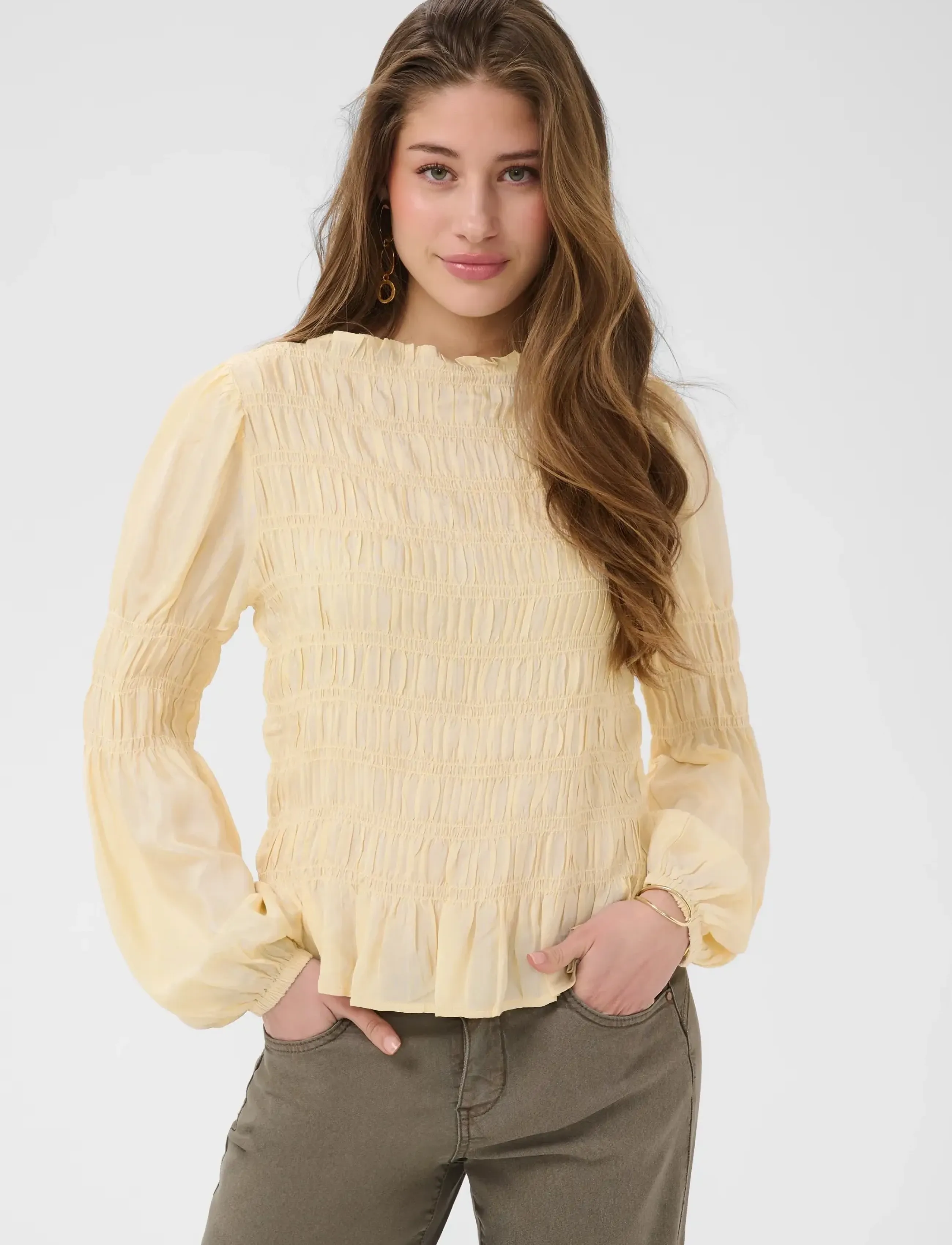 Cream Crhenva Blouse, Kvinder, Smock Bluse, Gul, Str: 34
