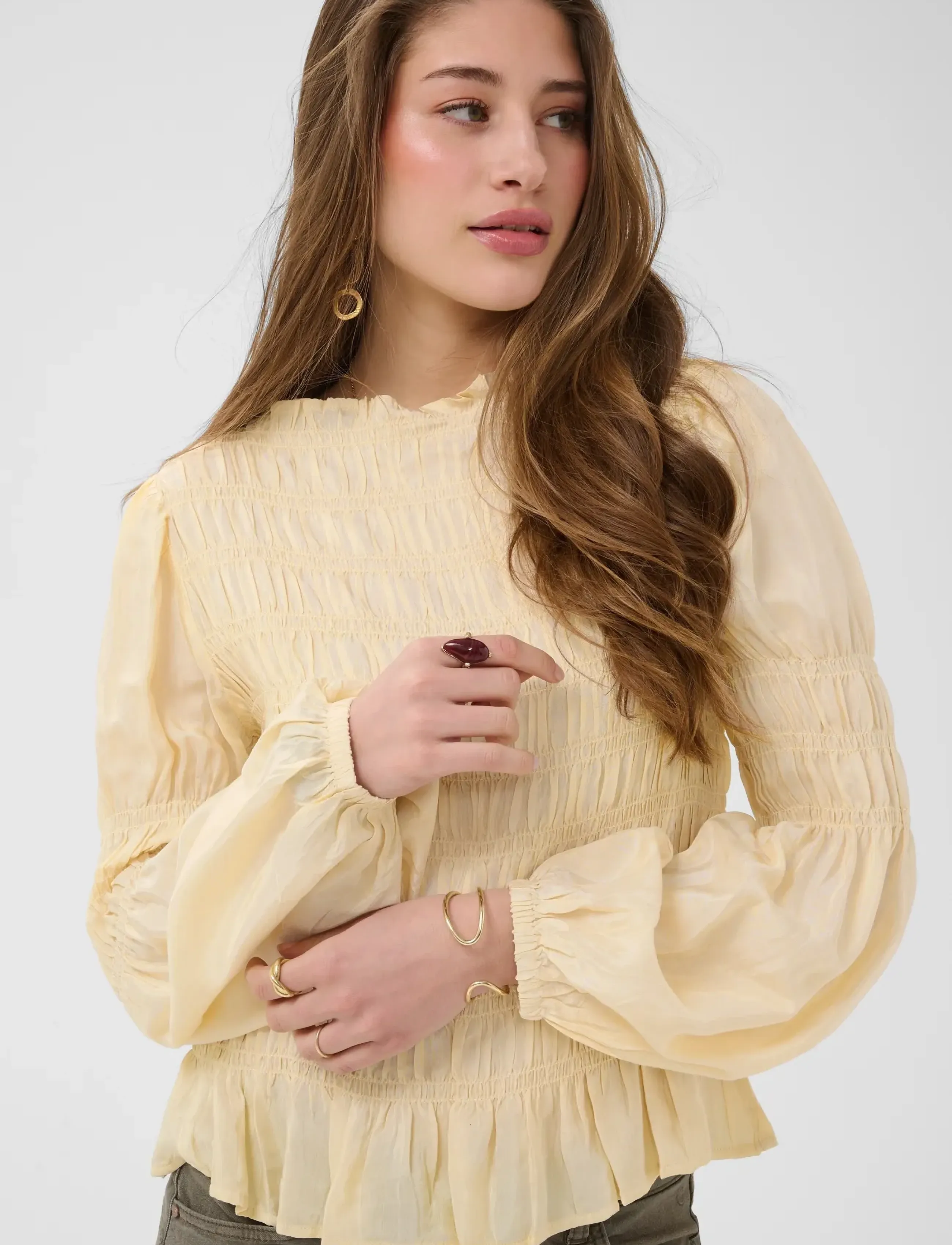 Cream - CRHenva Blouse - long sleeved blouses - bleached sand - 5