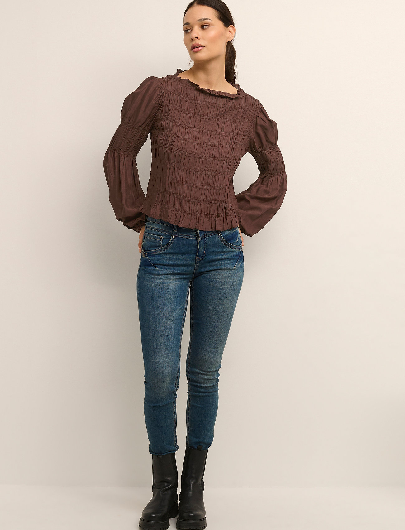 Cream - CRHenva Blouse - långärmade blusar - chicory coffee - 3