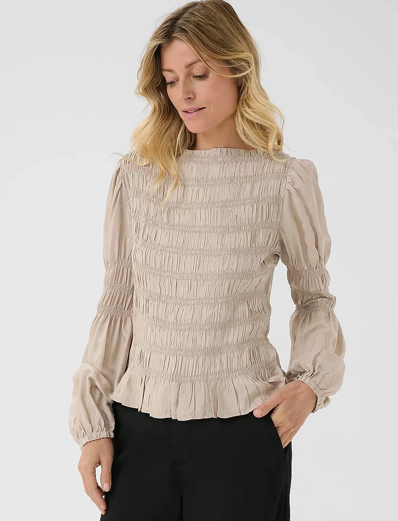 Cream - CRHenva Blouse - langærmede bluser - cobblestone - 0
