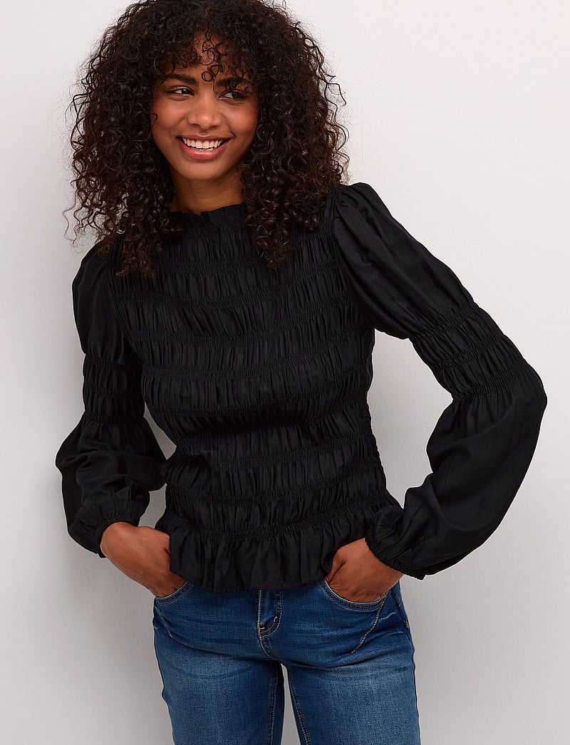 Cream - CRHenva Blouse - långärmade blusar - pitch black - 0