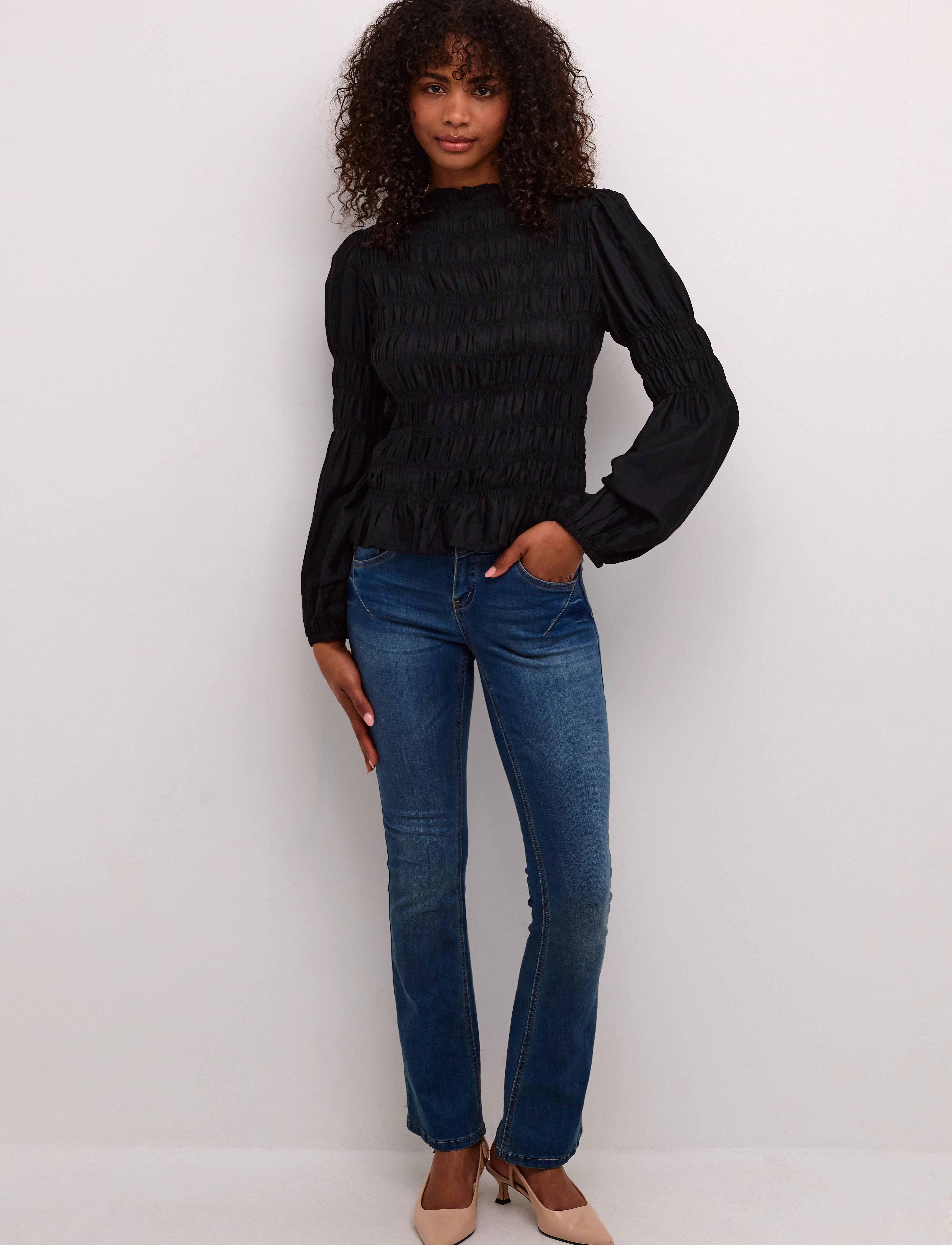 Cream - CRHenva Blouse - long sleeved blouses - pitch black - 3