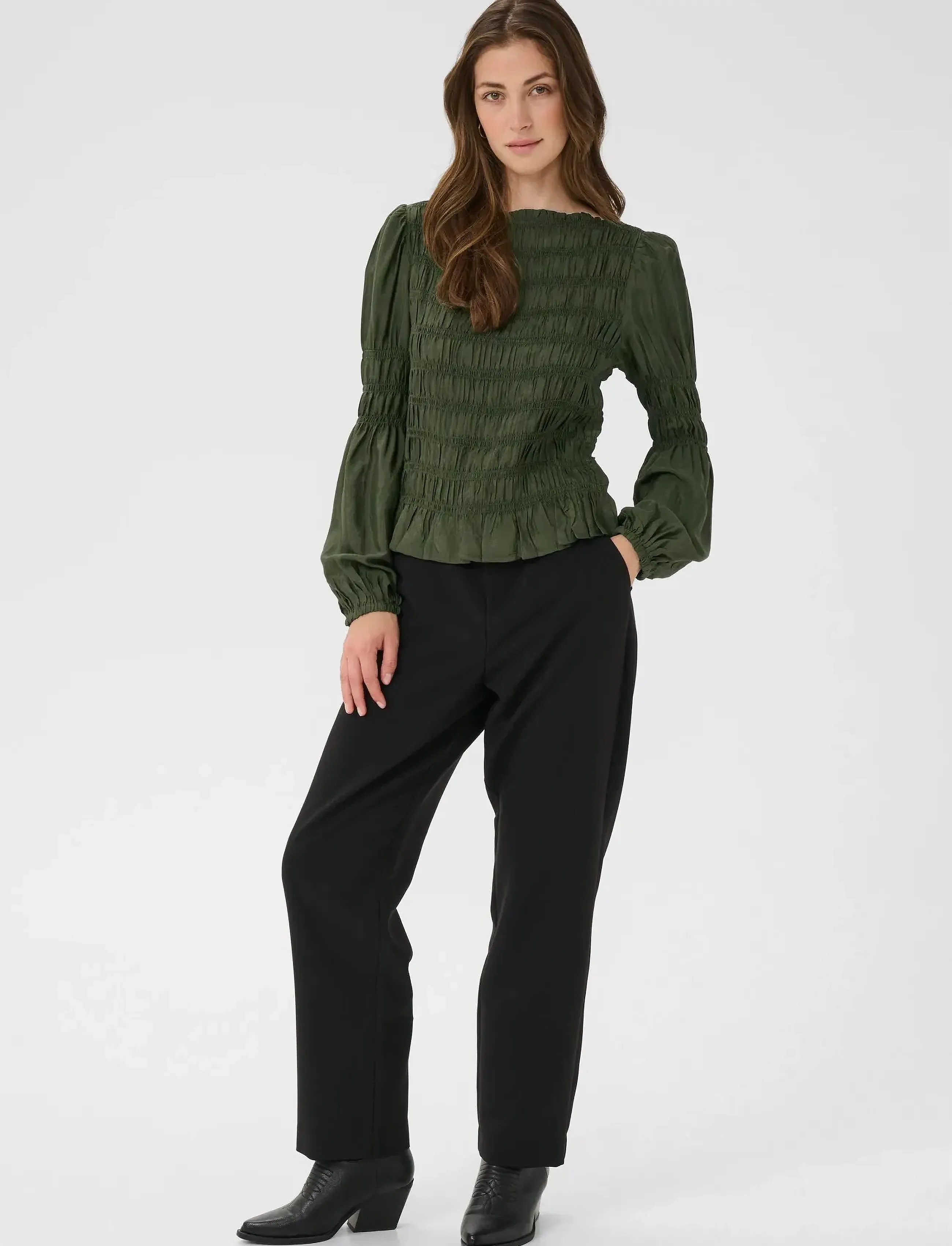 Cream - CRHenva Blouse - langærmede bluser - rifle green - 3