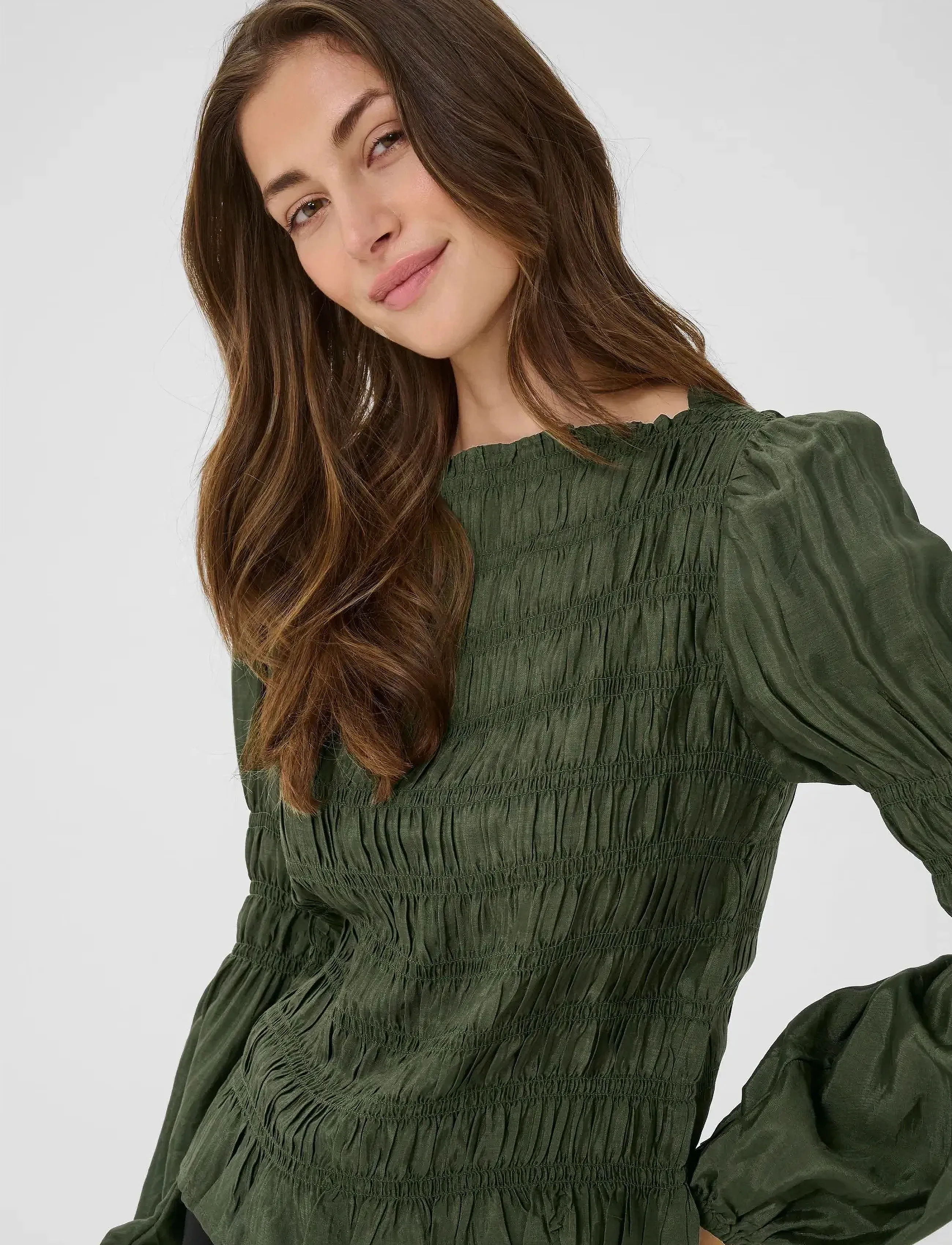 Cream - CRHenva Blouse - langærmede bluser - rifle green - 5