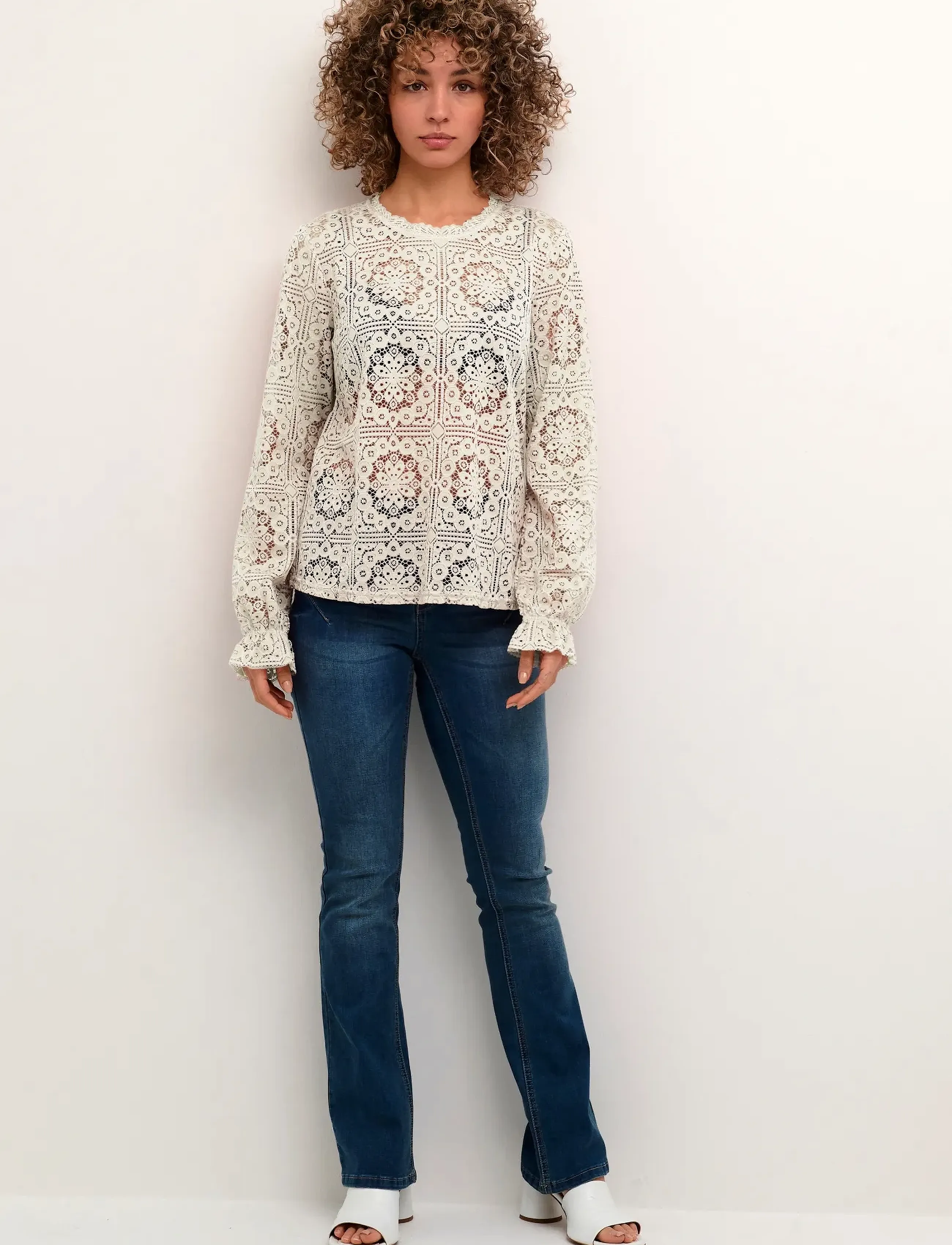 Cream - CRTiley Lace Blouse - langermede bluser - burnished lilac - 3