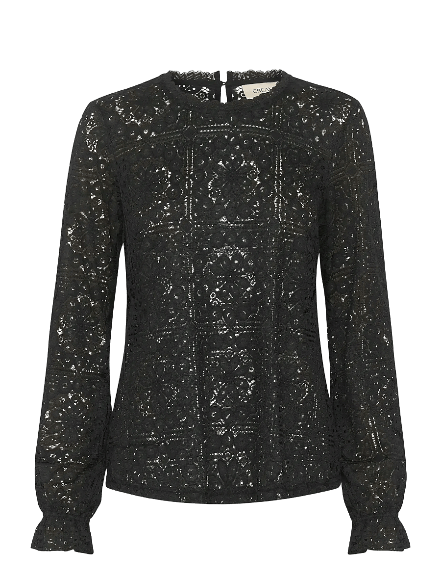 Cream - CRTiley Lace Blouse - långärmade blusar - pitch black - 1