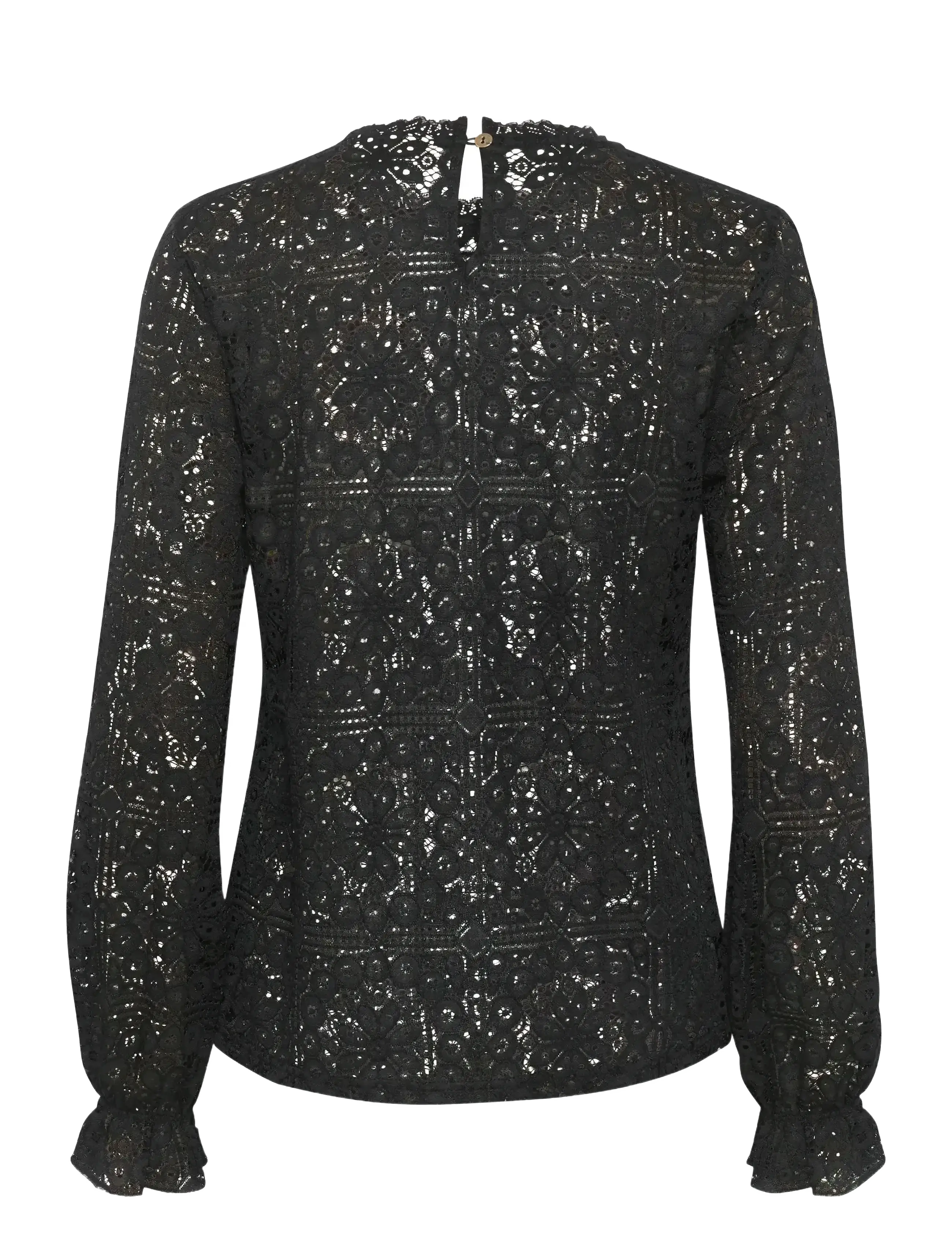 Cream - CRTiley Lace Blouse - långärmade blusar - pitch black - 2
