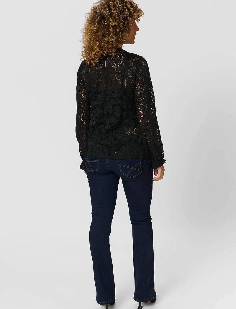 Cream - CRTiley Lace Blouse - langærmede bluser - pitch black - 4