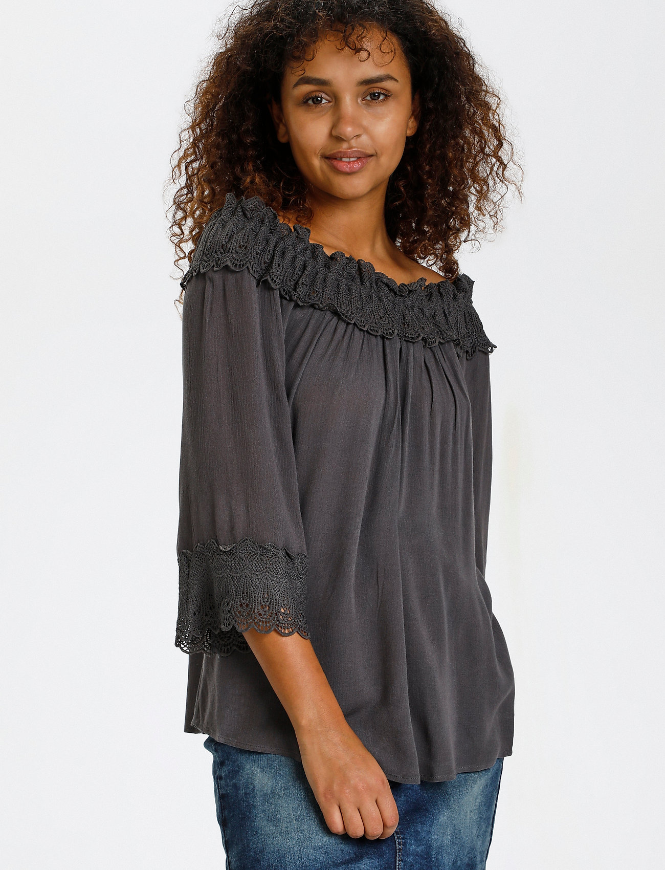 Cream CRBea Lace Blouse - Bluser - EIFFEL TOWER / grey