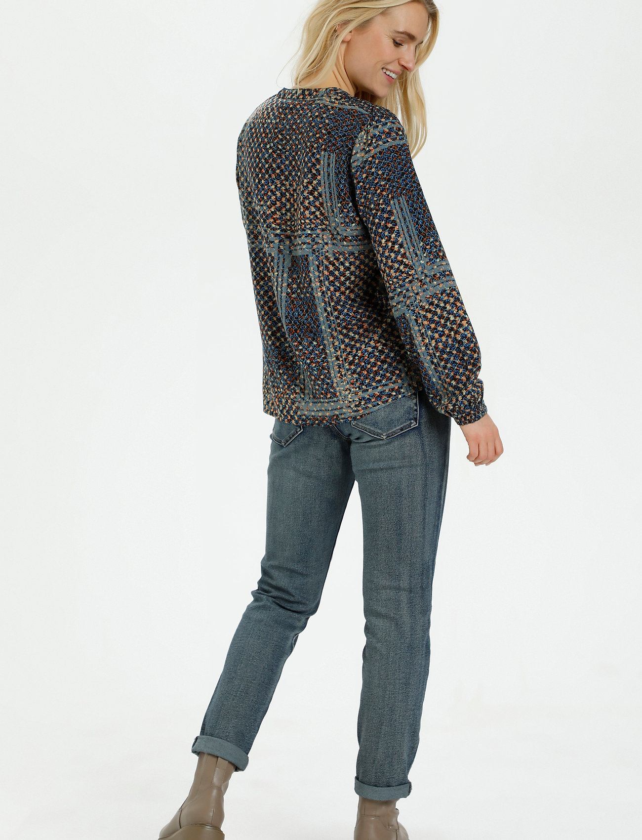 Cream - CRAenee blouse - ocean flower check - 4