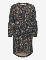 Cream - CRSanni Printed Sweat Dress - dresskleidid - graphic animal grey - 0