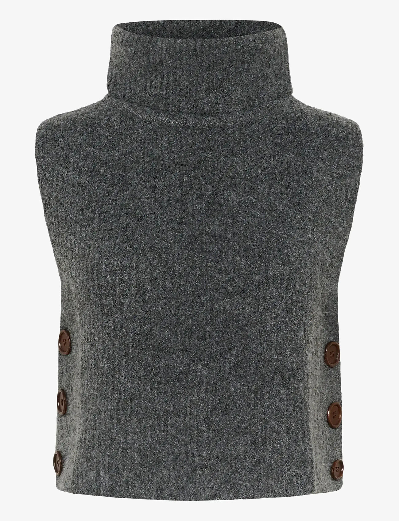 Cream - CRStarfi Short Knit Slipover - strikveste - granite gray melange - 1