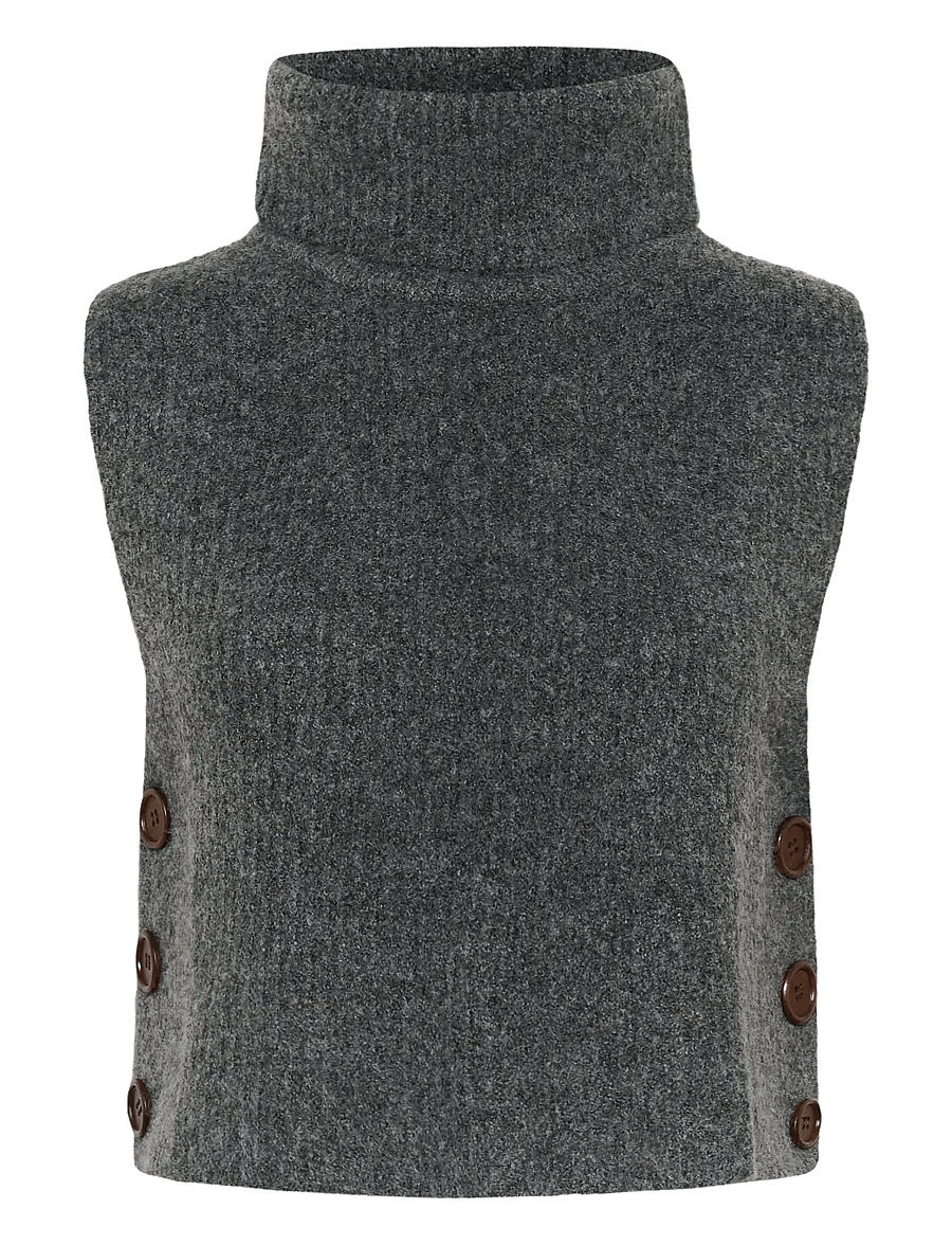 Cream - CRStarfi Short Knit Slipover - strikveste - granite gray melange - 1