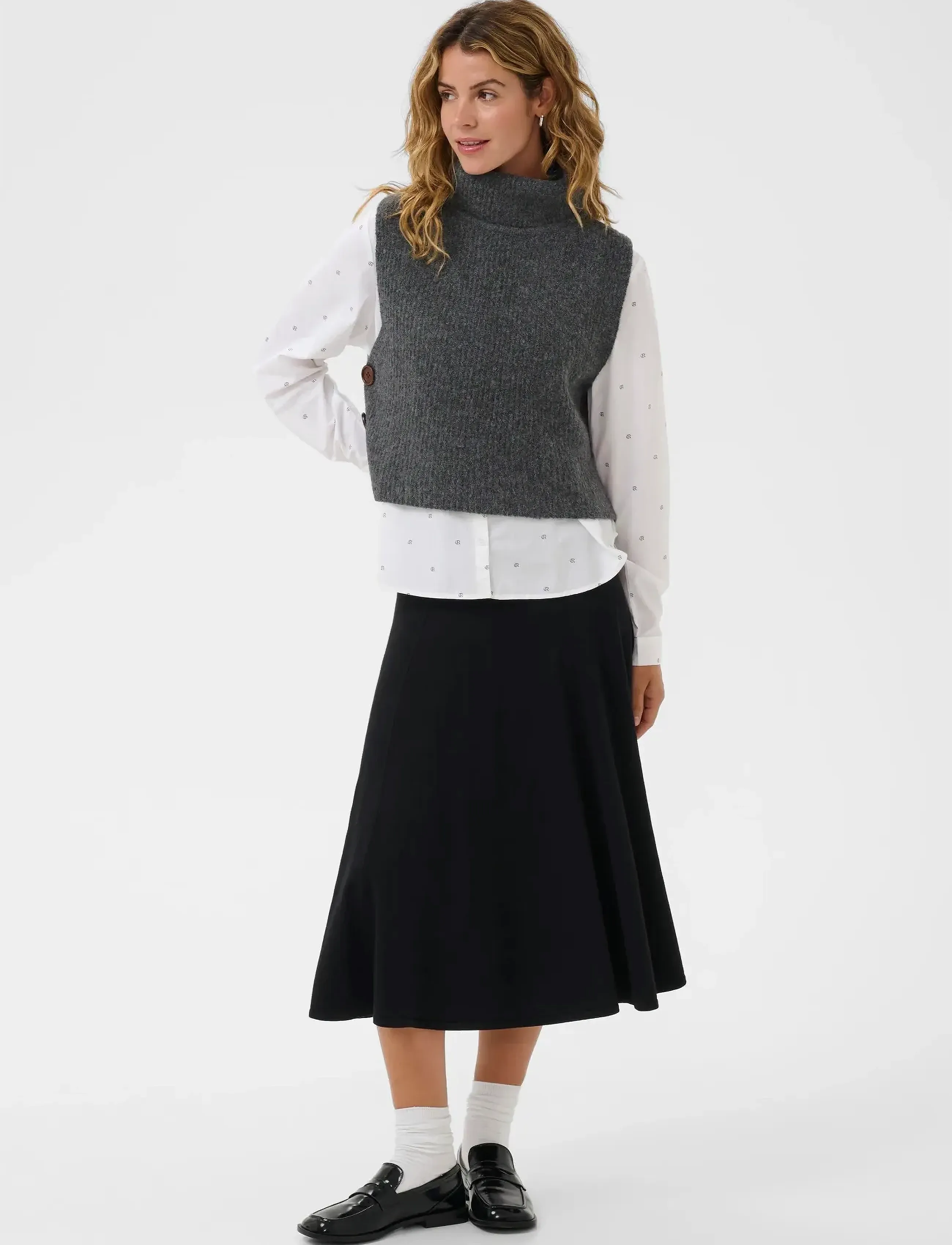 Cream - CRStarfi Short Knit Slipover - strikveste - granite gray melange - 3