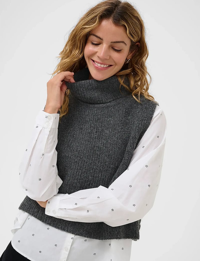 Cream - CRStarfi Short Knit Slipover - strikveste - granite gray melange - 5