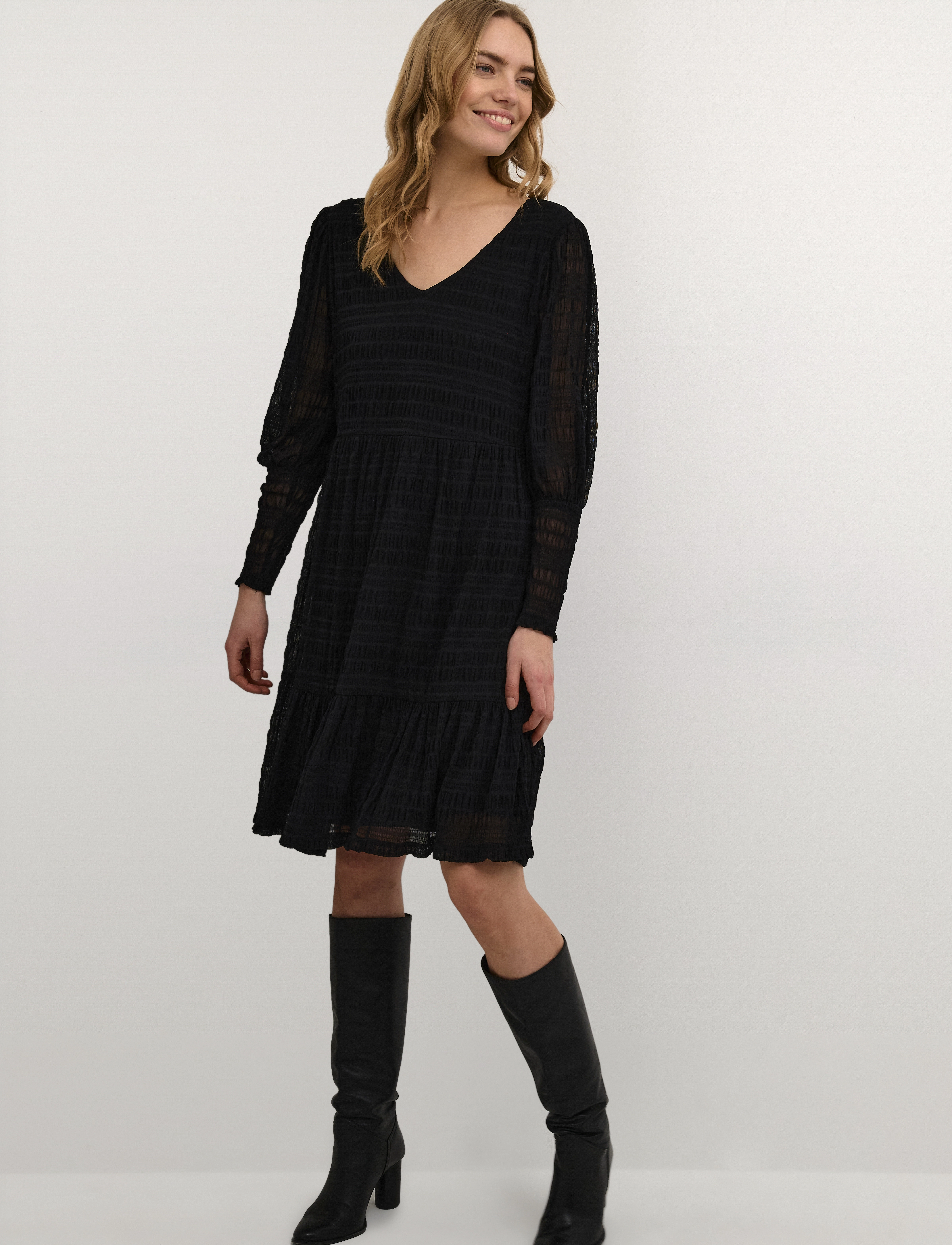 Cream - CRBubble Dress - Kim Fit - midikjoler - pitch black - 4