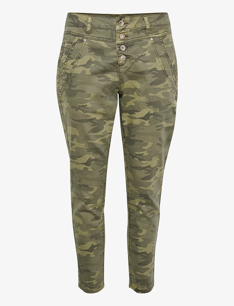 Cream - CRPenora Twill 7/8 Pant - kitsad teksad - sea green printed camouflage - 1