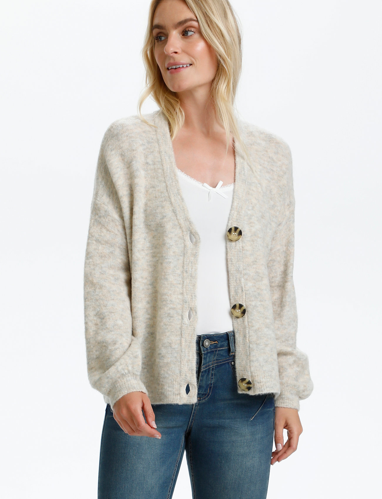 Cream Crmerle Oz Knit Cardigan, L, Beige, Strik > Cardigans, Dame