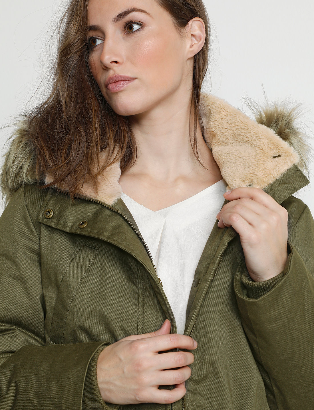 Cream sales parka coats