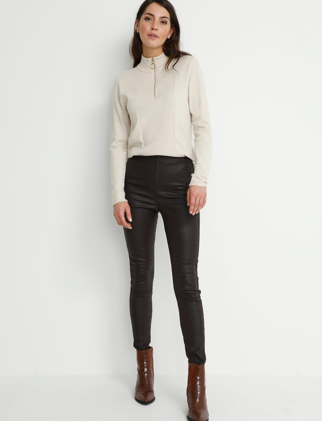 Cream - CRTabea Woven Legging - nahkahousut - dark brown crocodile - 3