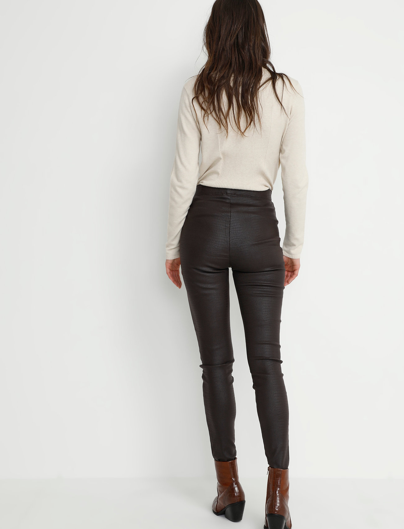Cream - CRTabea Woven Legging - nahkahousut - dark brown crocodile - 4