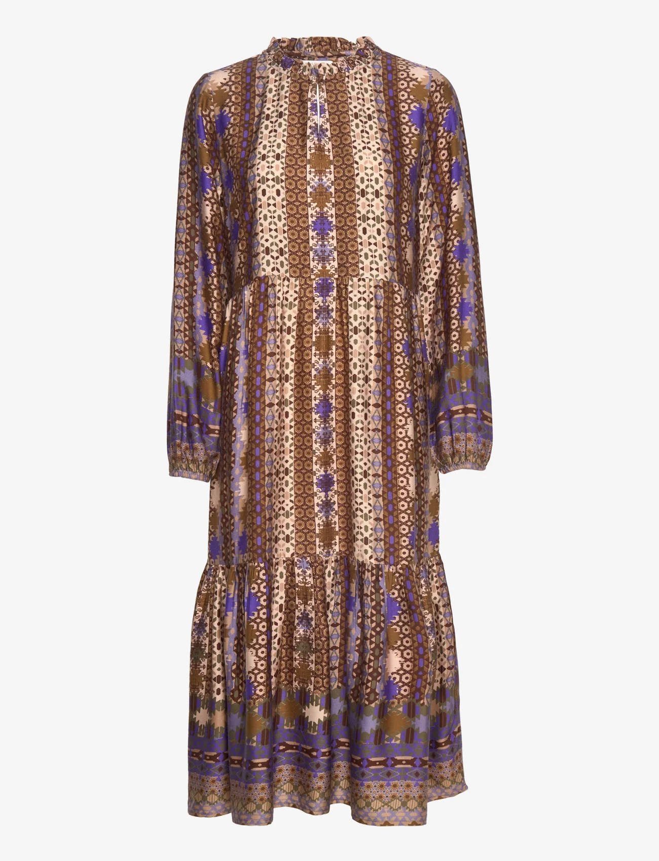 Cream - CRPenelopa Dress - Kim Fit - midi garuma kleitas - etnic geo stripe violet - 0